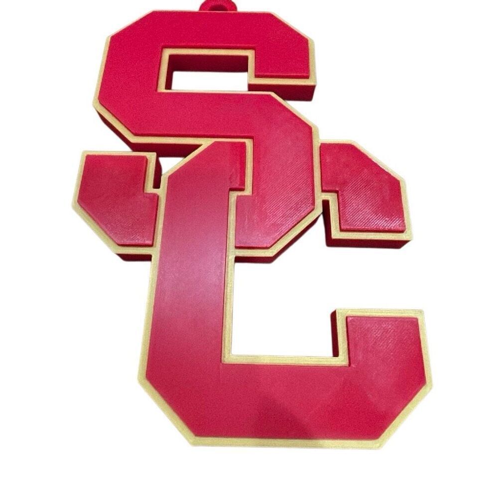 USC Trojans Inspired 3D Pendant 10 Inch Wall Art / Hanging Decor Cardinal & Gold